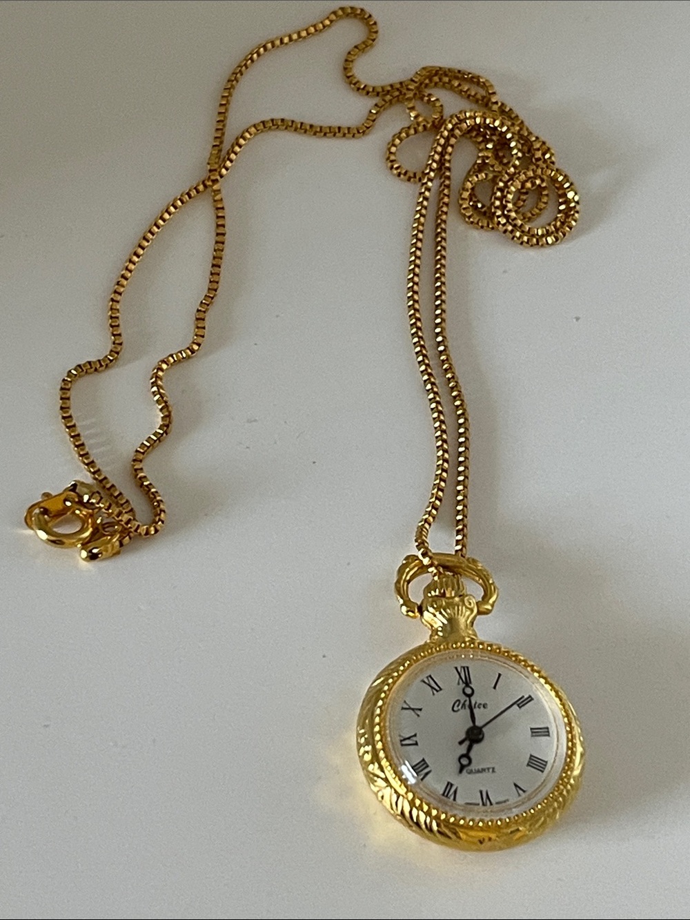 Gold Pocket Watch Necklace Pendant